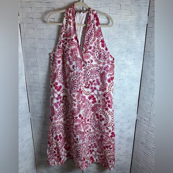 Johnny Was White Red sleeveles dress linen Bahamian cotton lining hippie coastal - Picture 4 of 11